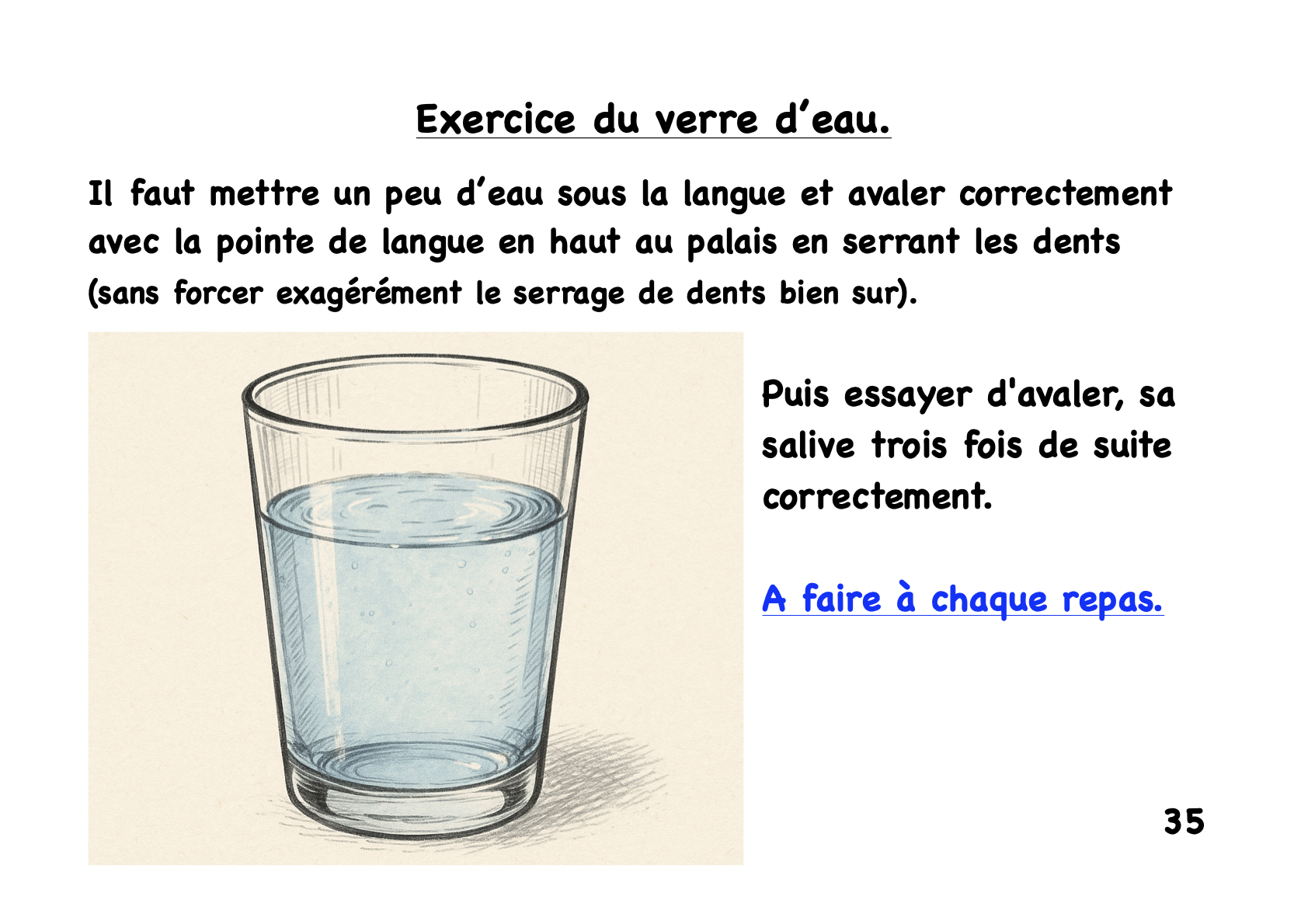 exercice du verre d'eau déglutition